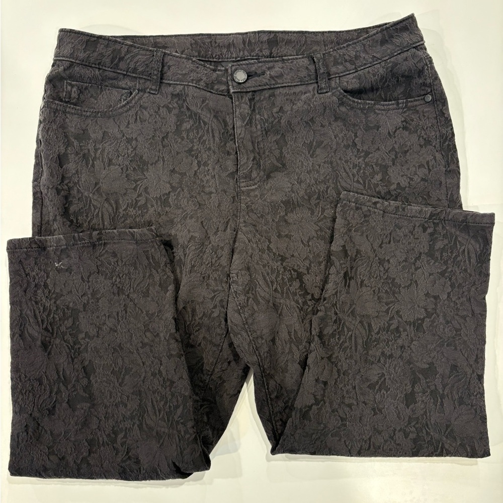 Simply Vera Vera Wang Black Floral Cropped Jeans sz 14
